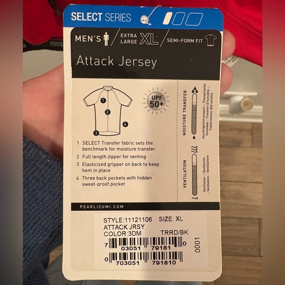 New Men’s Pearl Izumi Select XL Red/Black Short Sleeve Cycling Jersey Full - Picture 6 of 9